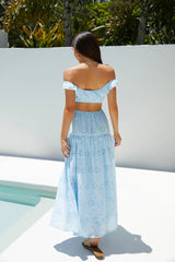 Lemon Blossom Maxi Dress Blue