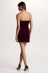 Naia | Port Velvet Embellished Bandeau Mini Dress