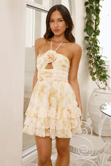 Sunbeam Petals Halter Mini Dress