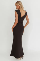 Zarae Cap Sleeve Surplice Back Maxi Dress Black