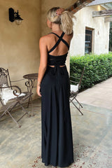 Alara Lace-Up Back Dress - Black