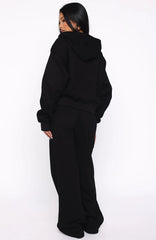 Through Thick And Thin Wide Leg Sweatpants Black