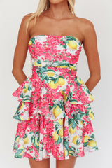 Like Me Tied Back Layered Mini Dress Citrus Pink