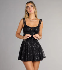 Starry Night Lace Ruffle Mini Dress