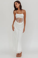 These Days Backless Lace Waist Maxi Dress White