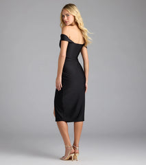 Classic Allure Off-The-Shoulder Midi Dress