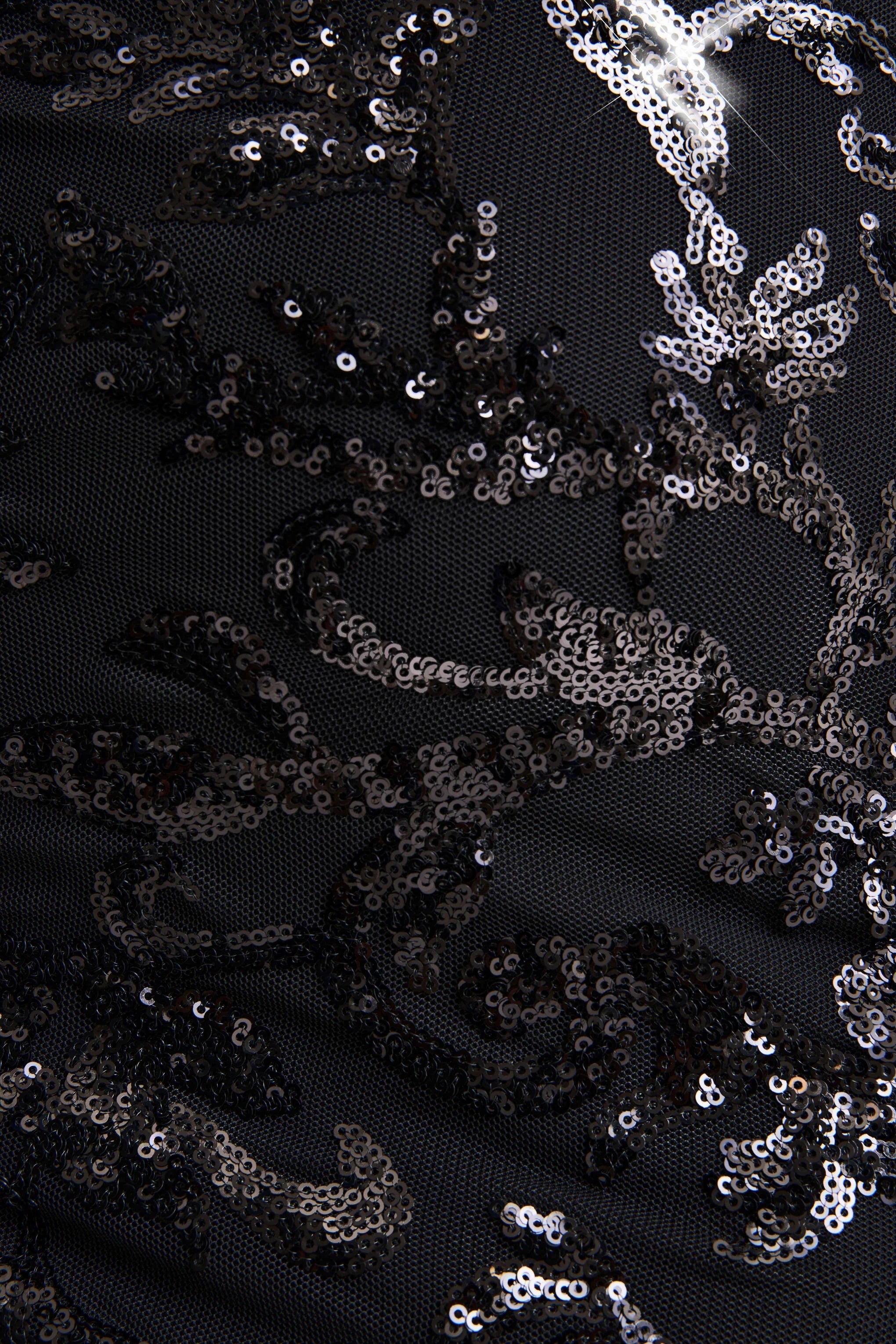 Stellar | Black Embellished Lace High-Neck Maxi Dress With Long Sleeves