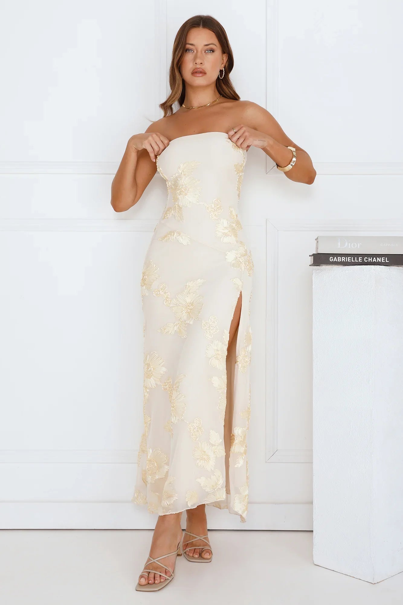Iconic Influence Strapless Mesh Maxi Dress