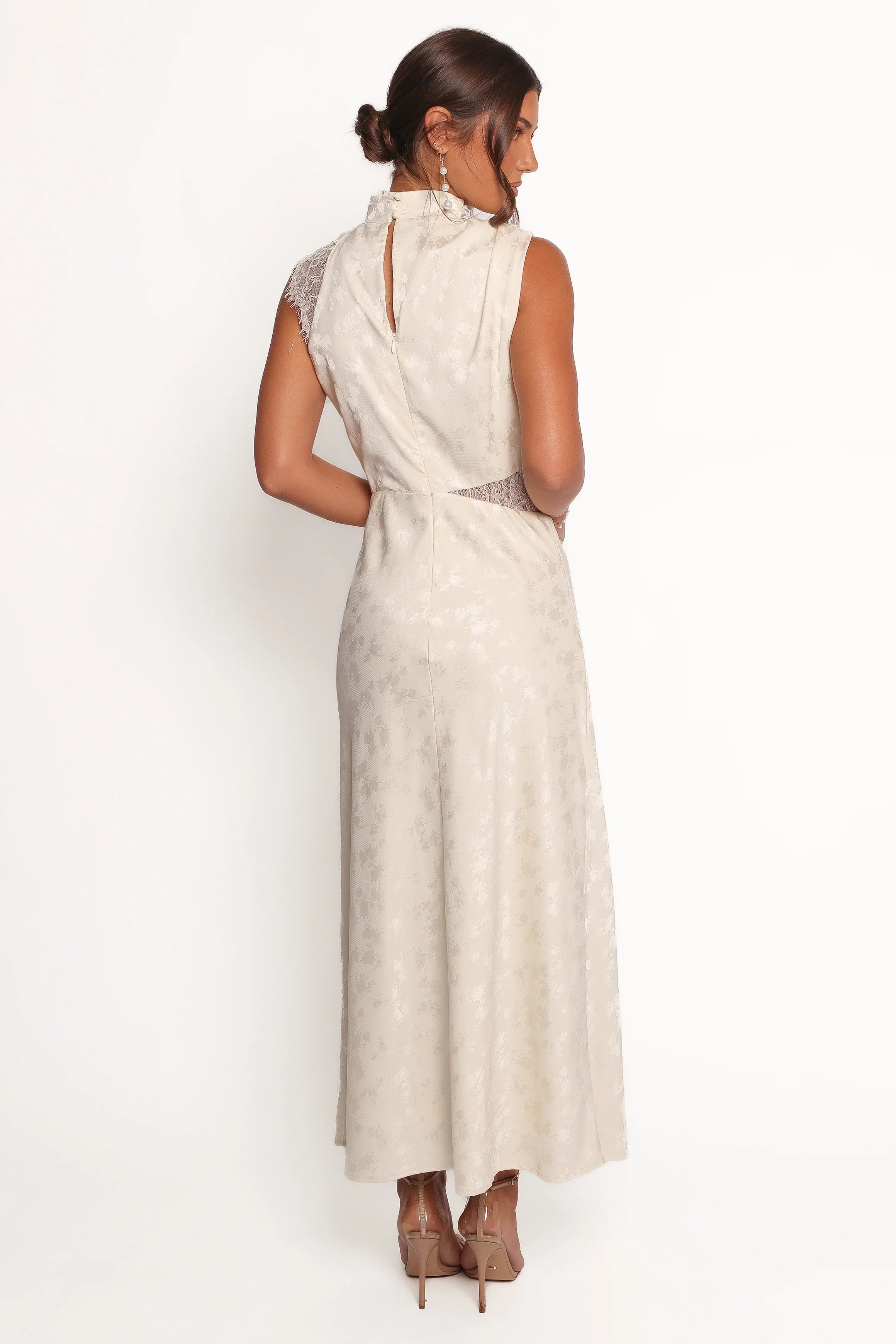 Anabelle Halter Neck Lace Maxi Dress - White