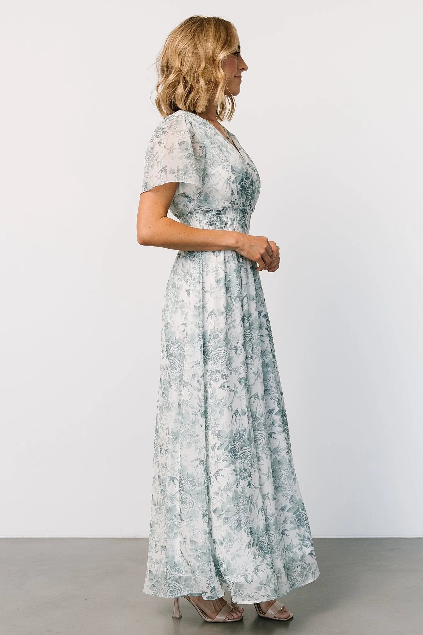 Birdie Maxi Dress | White + Sage Floral