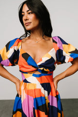 Lola Midi Dress | Rust + Navy Multi