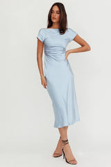 Loveland Cap Sleeve Cowl Back Midi Dress Baby Blue