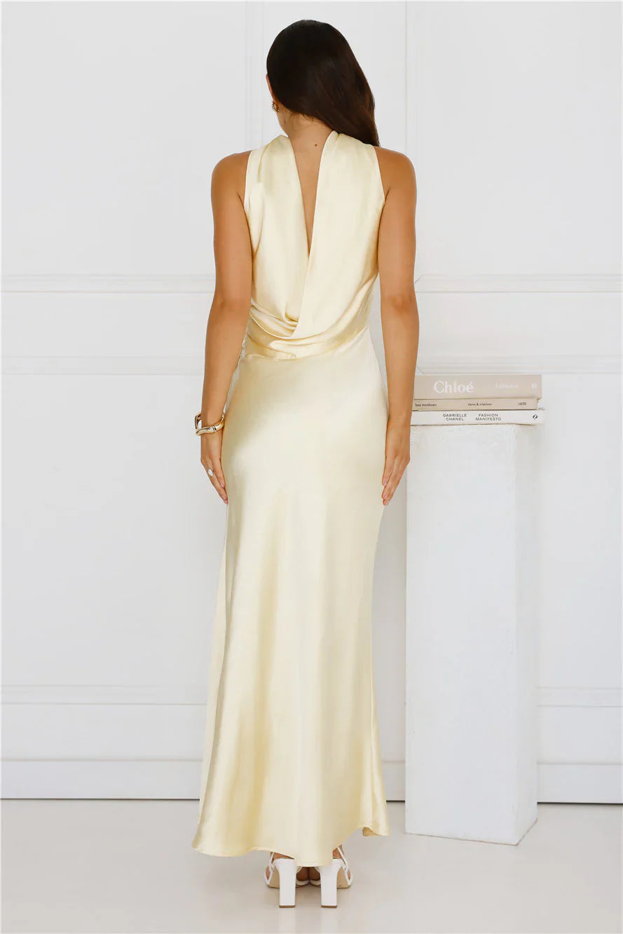 Precious Pearl Satin Maxi Dress