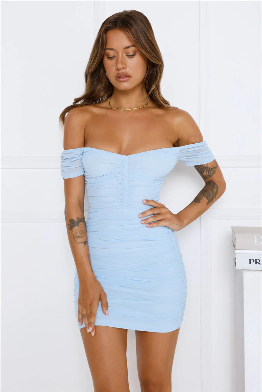 Gorgeous Nights Off Shoulder Mini Dress