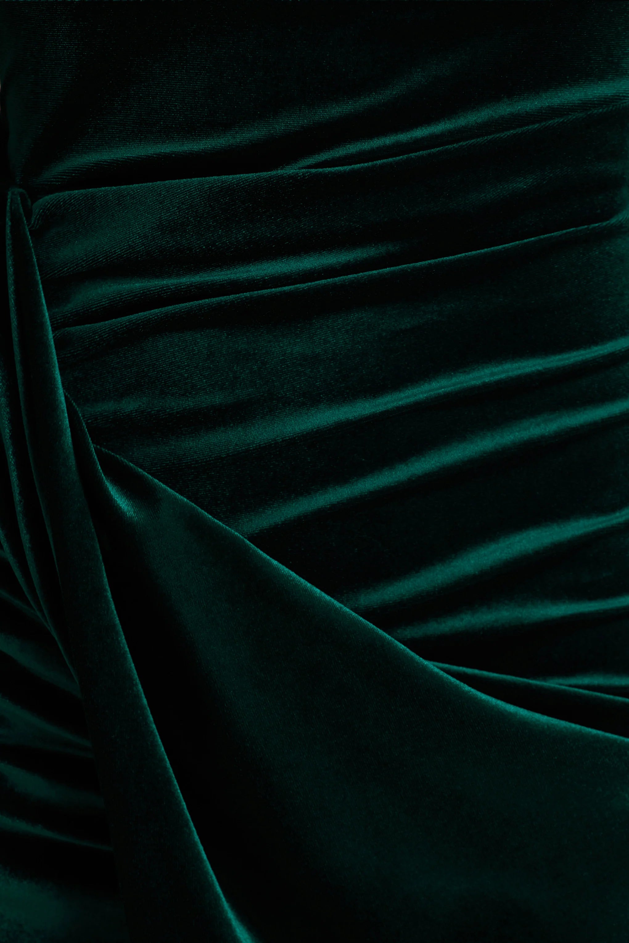 Wishes | Bottle Green Velvet High-Neck Maxi Dress With Wrap Skirt