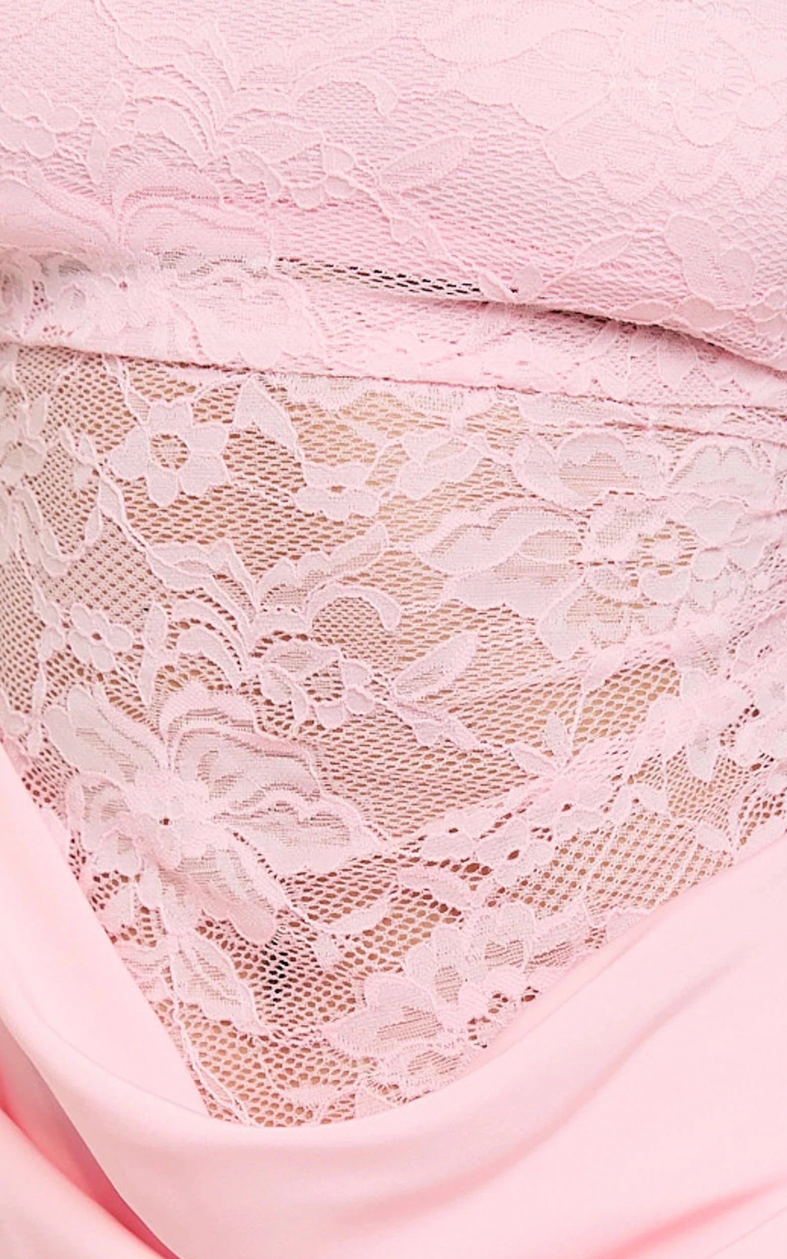Rania Mini Dress Square Neck Cowl Waist Lace Dress in Pink