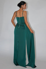 Secret Sweetheart Neckline Split Maxi Dress Hunter Green