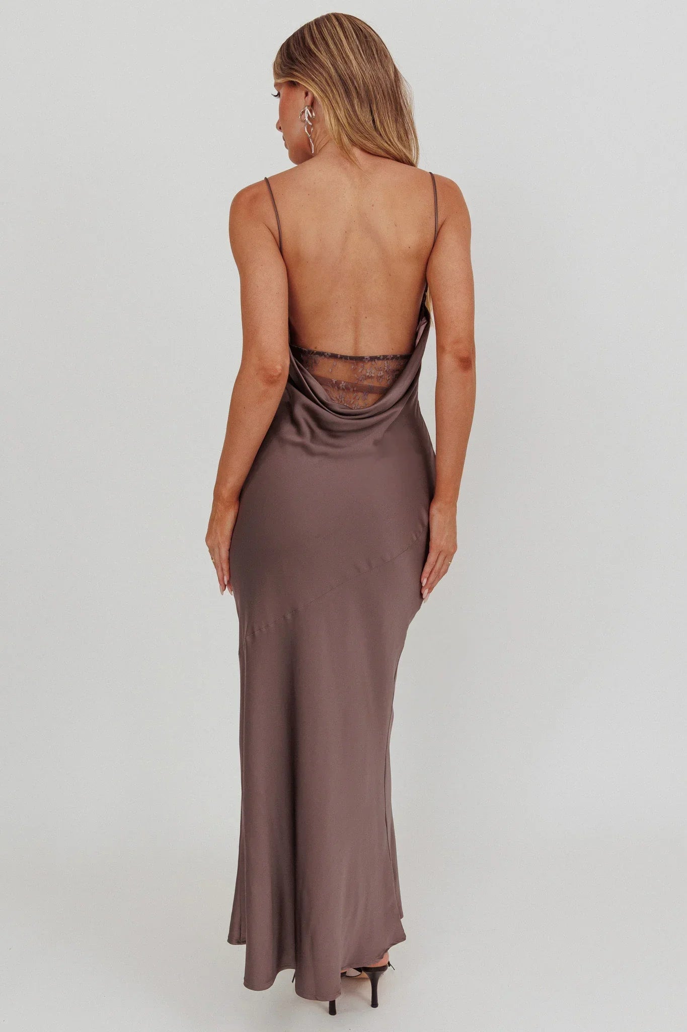 Emmerson Cut-Out Cowl Neck Dress Warm Grey