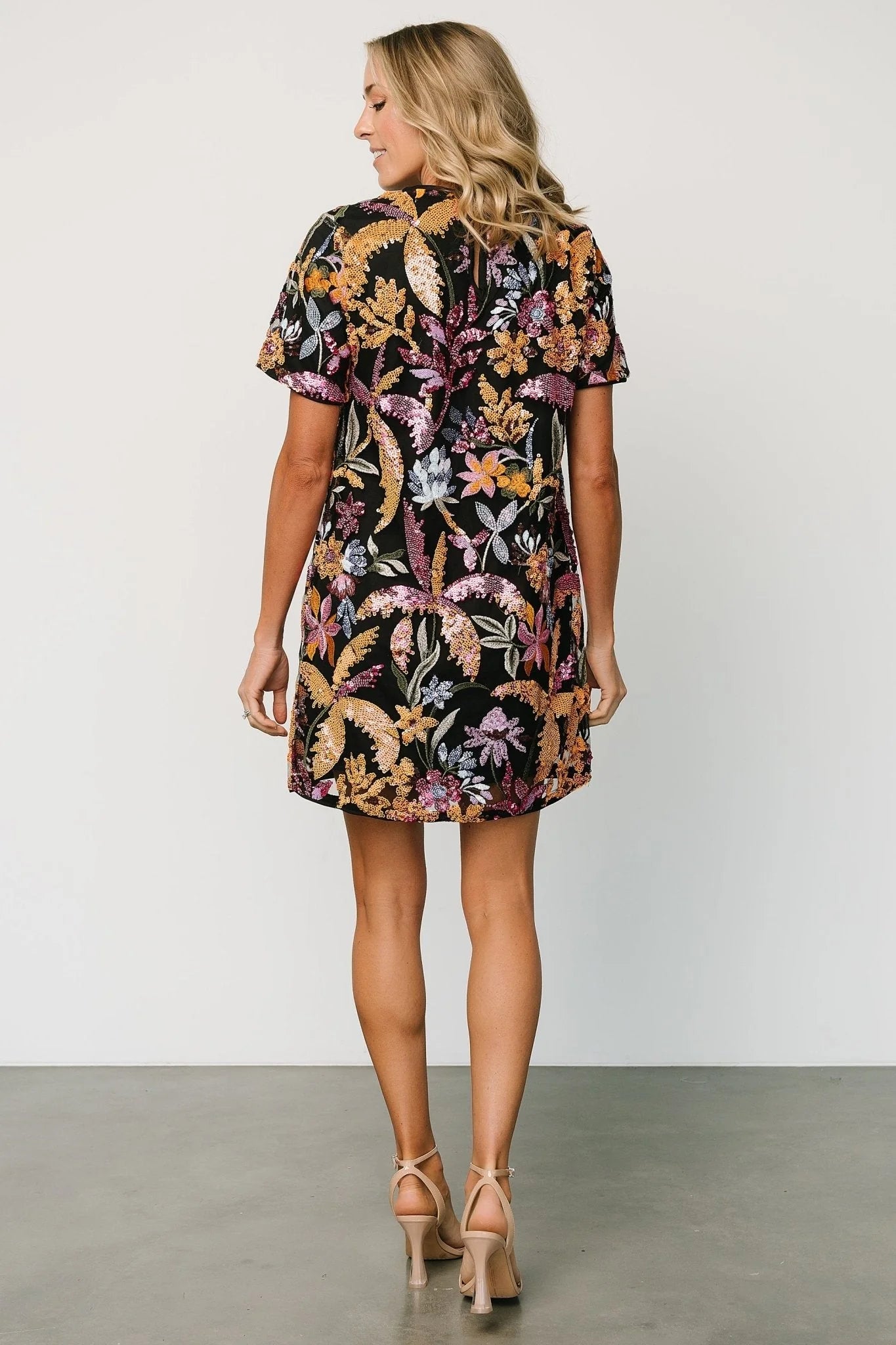 Patricia Sequin Short Dress | Black