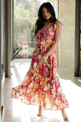 Ayla Tiered Maxi Dress | Pink Multi Floral