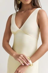 Lost In Daydreams Satin Maxi Dress Yellow