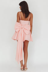 Wilder Oversized Back Bow Mini Dress Pink