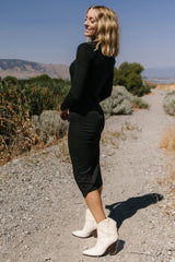 Jill Ribbed Midi Dress | Black