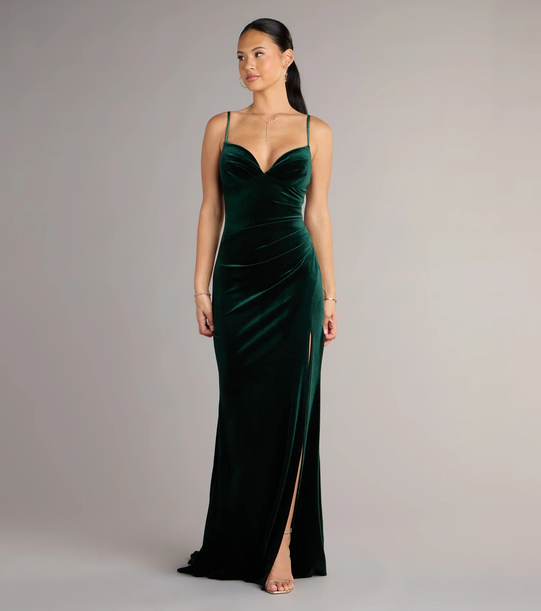 Ariel Velvet Slit Mermaid Formal Dress