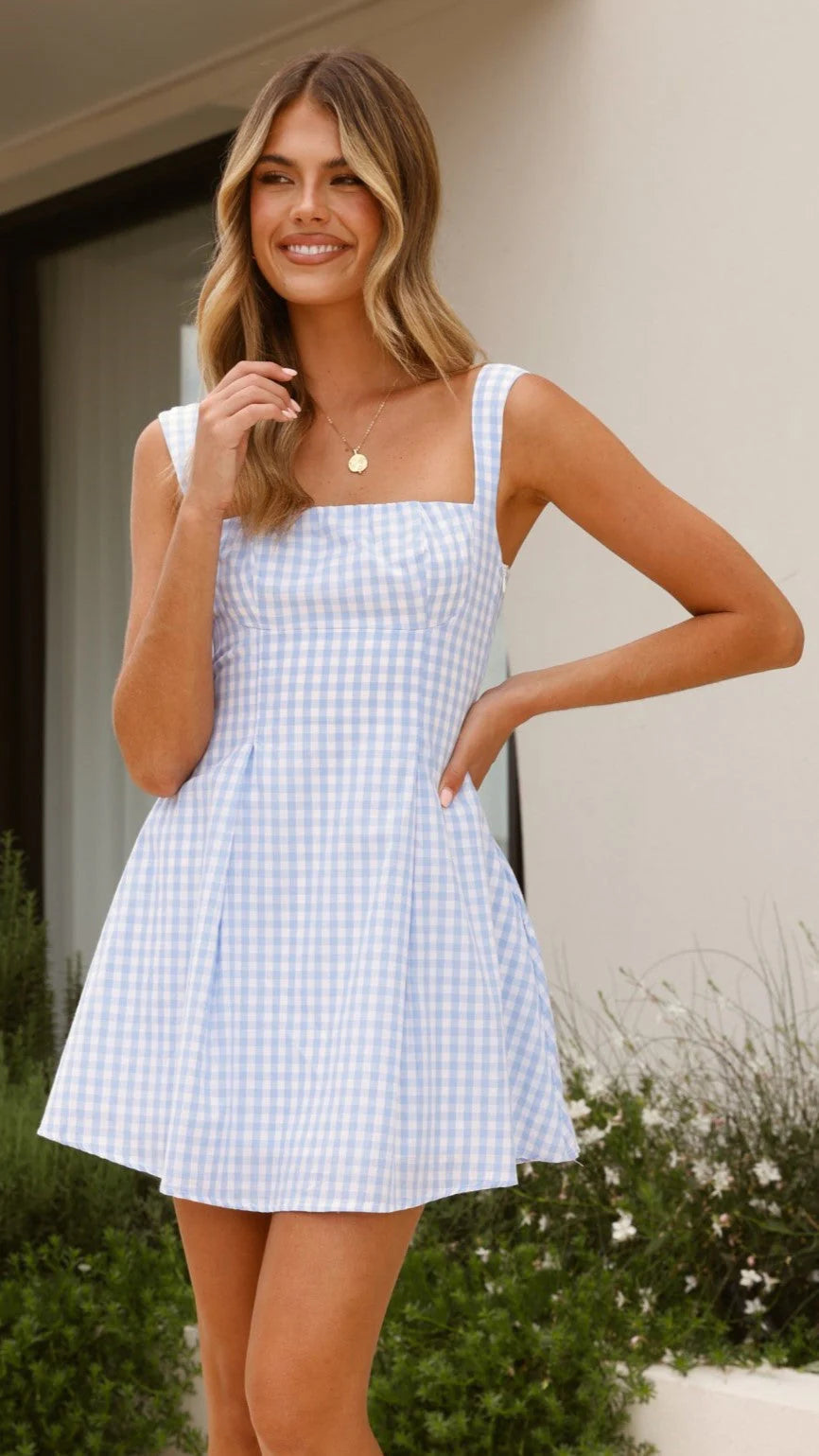 Jailene Mini Dress - Picnic Blue