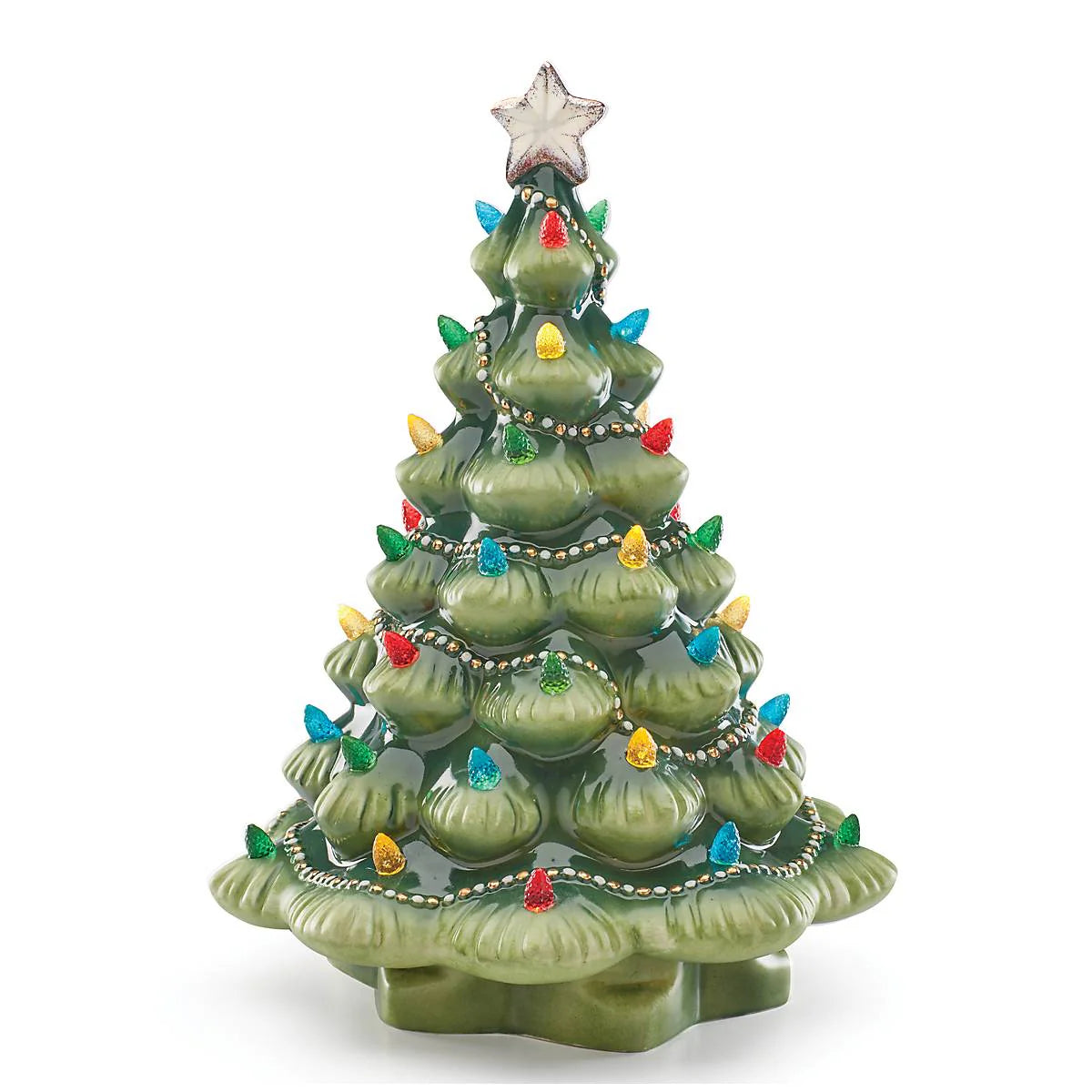 Treasured Traditions Green Light-Up Tree Figurine