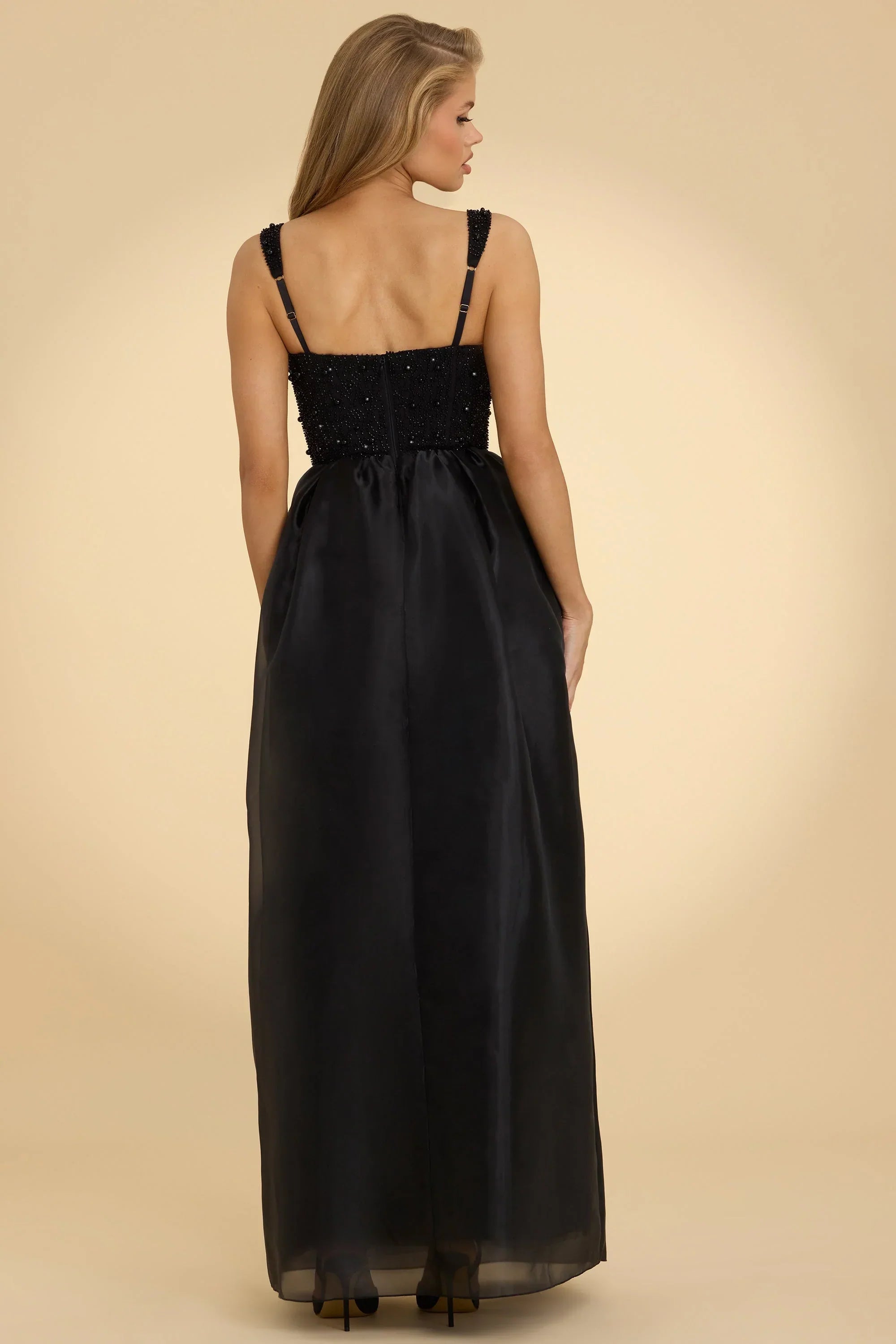 Embellished Corset Gown in Black