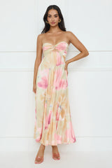 Sea Goddess Strapless Satin Maxi Dress
