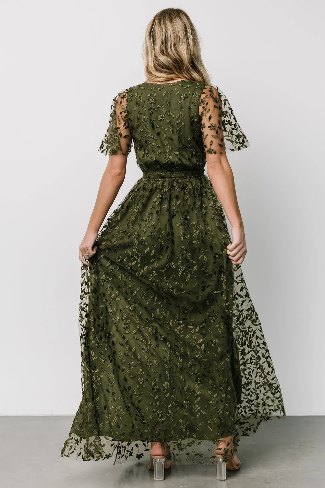 Marseille Embossed Maxi Dress | Olive