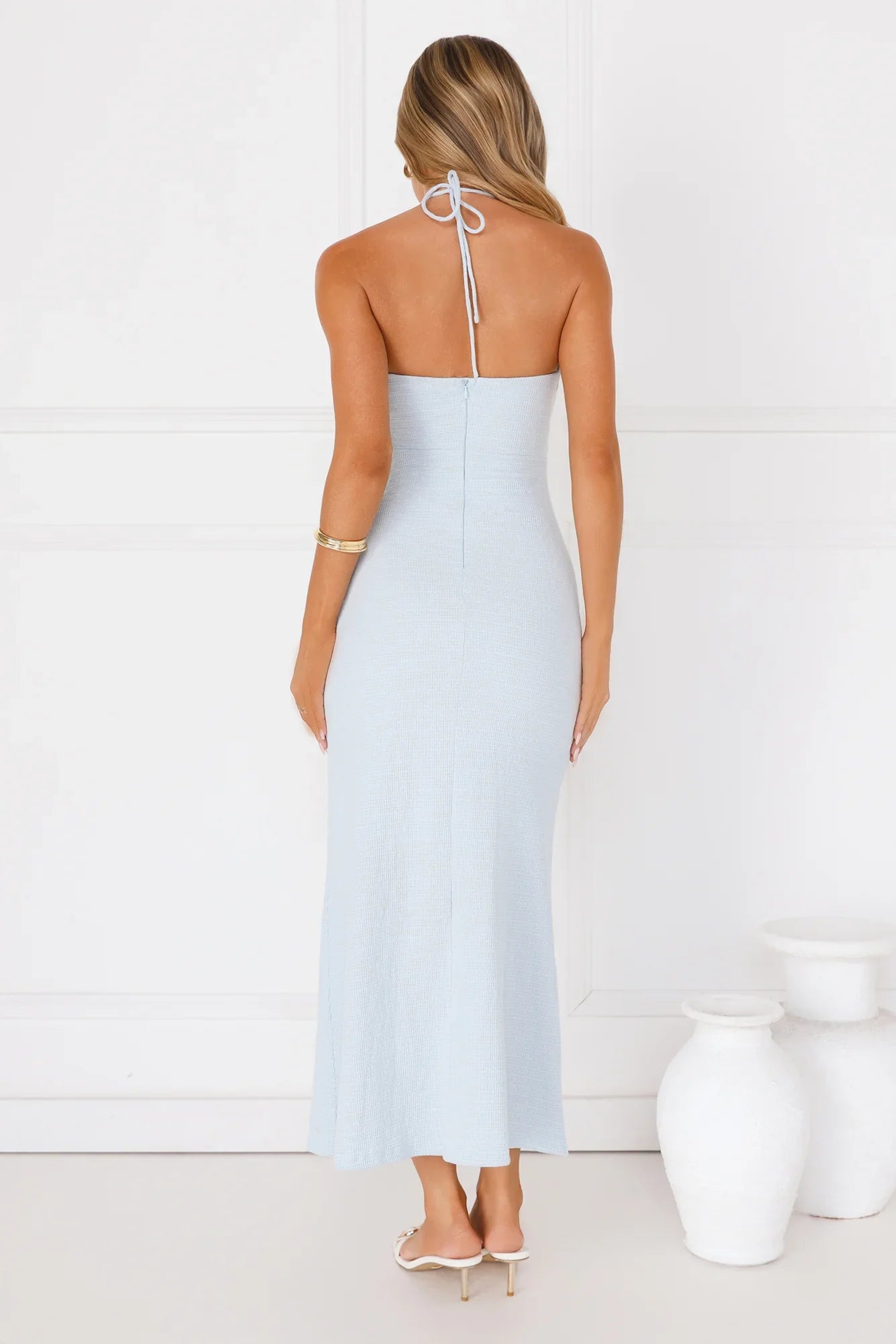 Minimalist Luxe Halter Midi Dress